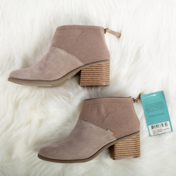 Toms Shoes - NWT TOMS Bootie Desert Taupe Suede/Felt Mix Sz 6.5